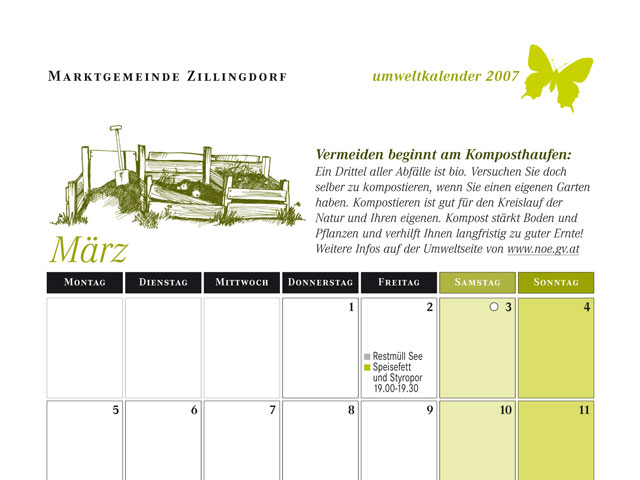kalendergestaltung umweltkalender zillingdorf 2007