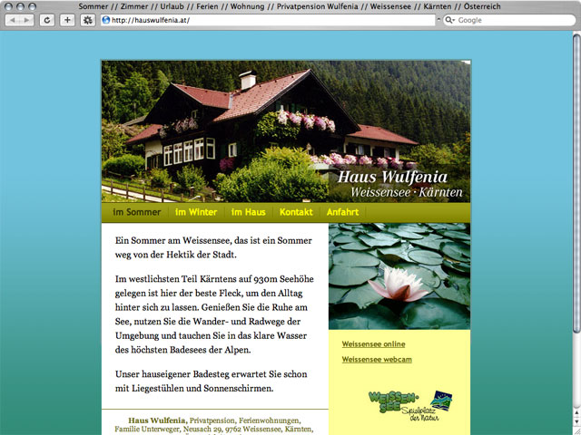 web design haus wulfenia pension und ferienwohnungen weissensee